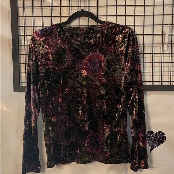 Nygard - Velvet Long Sleeve Top in Black and Purple shimmer - Picture 4 of 7